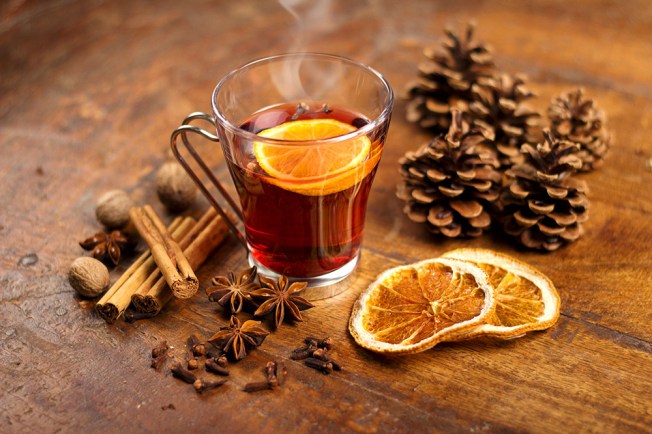 mulled wine with orange and spices