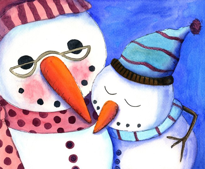 Grandparent and Grandchild Snowpeople